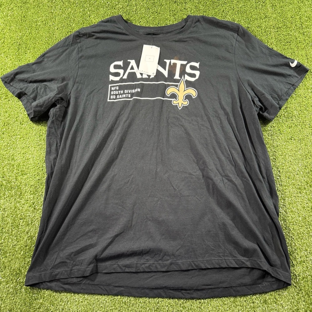 Nike Black Saints Short Sleeve Tee with Gold Fleur-de-lis